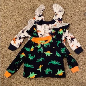 Two long sleeve fleece pajama sets 12 months